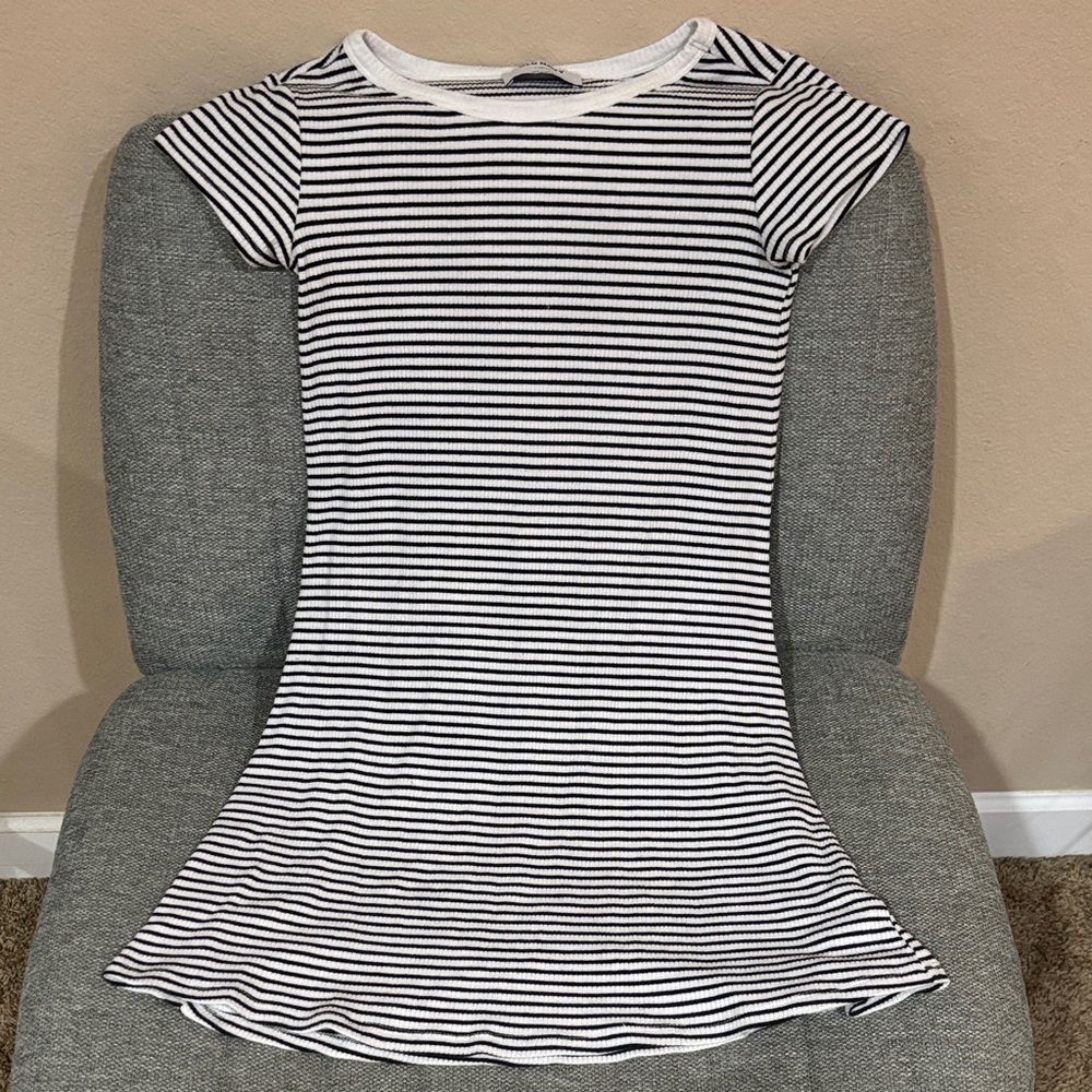 Old Navy Black and White Striped Kids Casual Dress